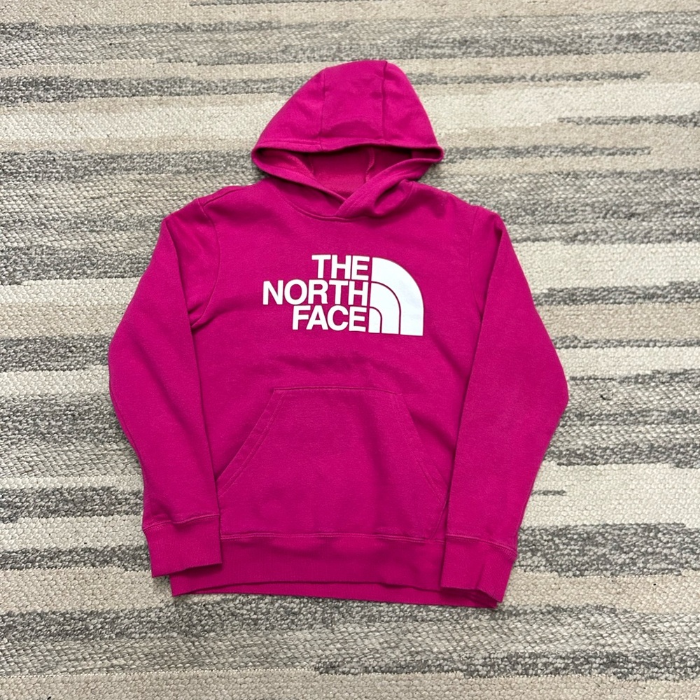 The North Face TNF Girls Youth Large Pink Logo Hoodie Sweatshirt